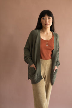 Giola Long Cardigan Boreal Green