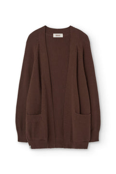 Giola Long Cardigan In Dark Brown