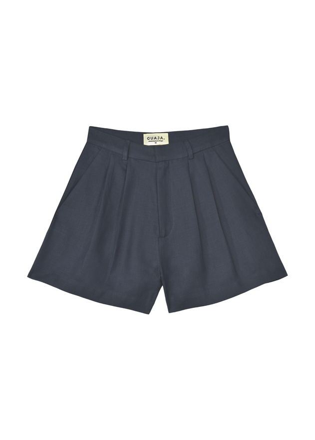 Hannah Linnen Short Marineblauw