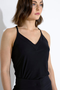 Harmony Rib Strap Top Black