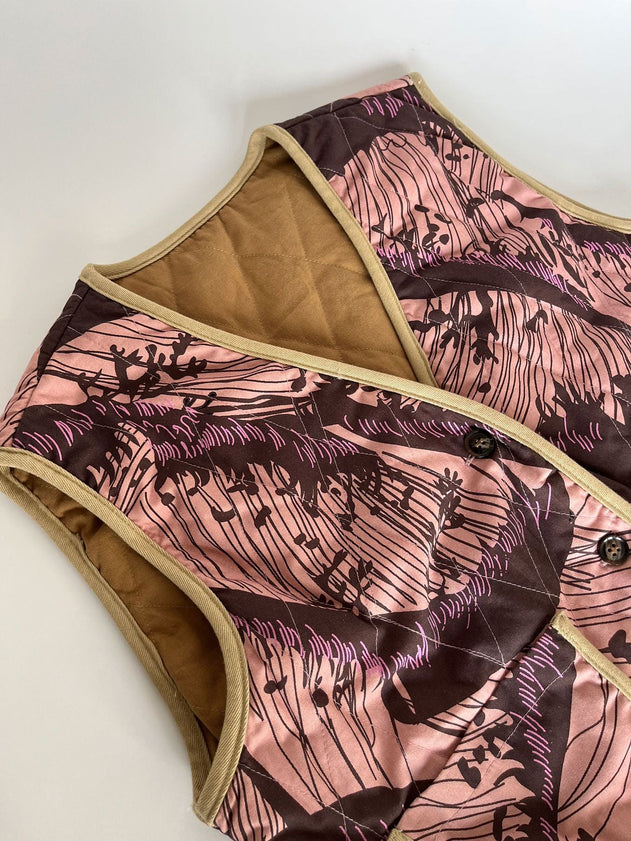 Wave Organic Cotton Reversible Vest Camel/Pink