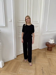 Amelié Knitted Short Sleeved Blouse Black