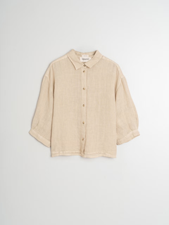 Linen Box-Cut Shirt Stone Grey