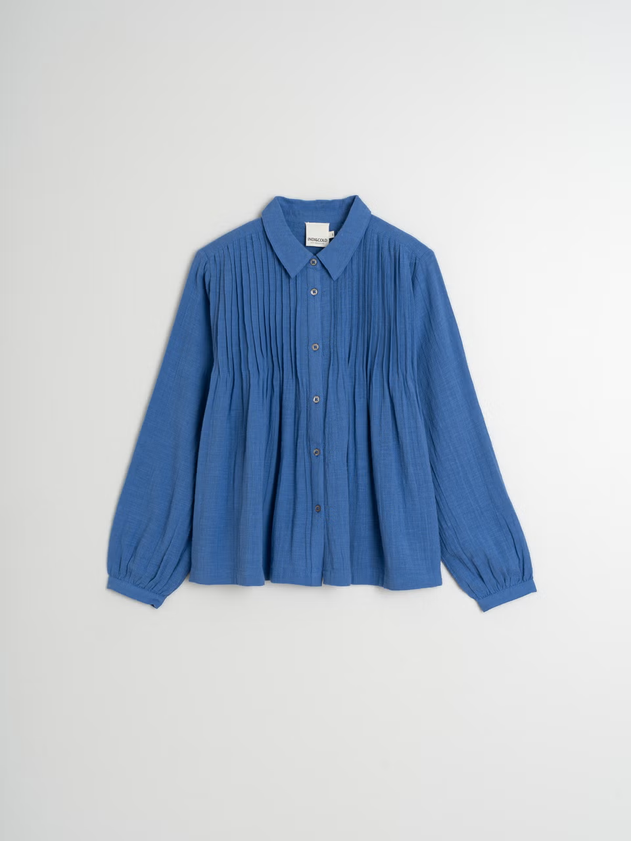 Leah Pleated Shirt Blue