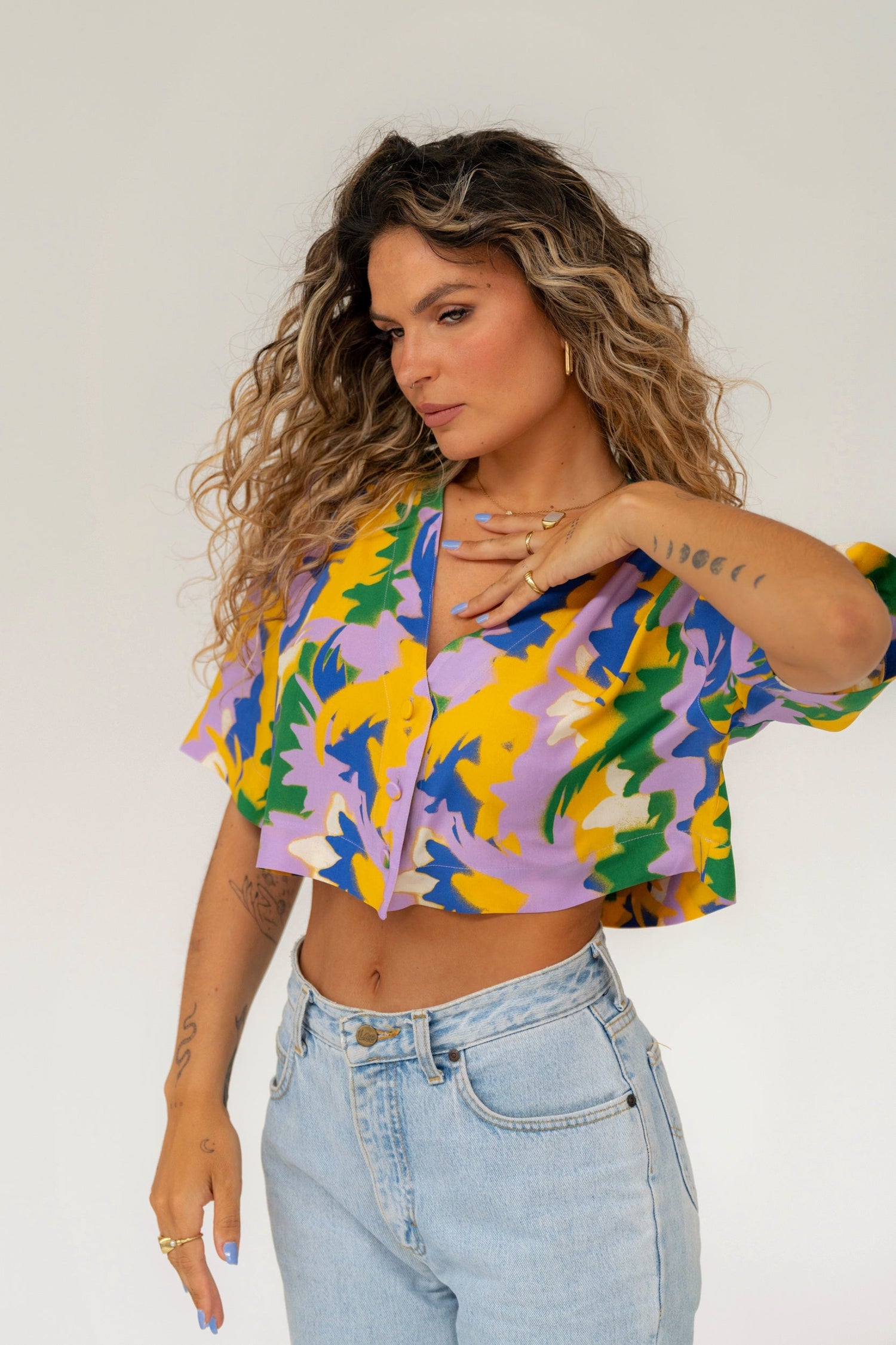 Blair Cropped Shirt Multicolor