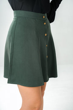 Parrotia Button-up Skirt Green
