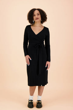 Soft Wrap Dress Black