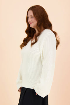 V-Neck Jumper Knit Off-White