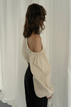 Kherson Cream één mouw katoenen blouse
