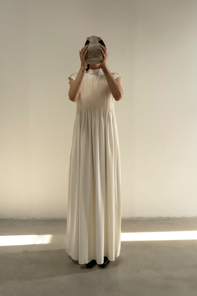 Kramatorsk Cream Cold Wool Dress