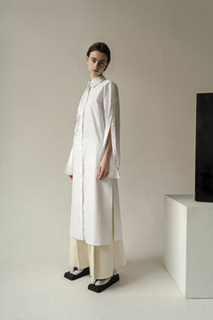 Witte mouwen knop tuniek shirt
