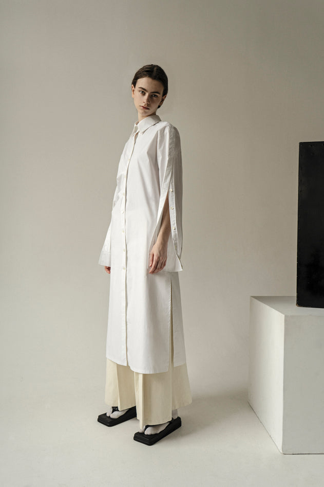 Witte mouwen knop tuniek shirt