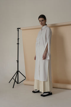 Witte mouwen knop tuniek shirt