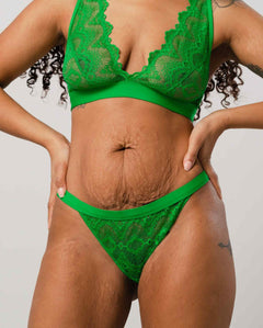 Kanten bikini Tanga Green Ivy