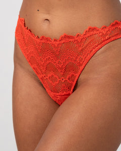 Lace Period Thong Fiery Red