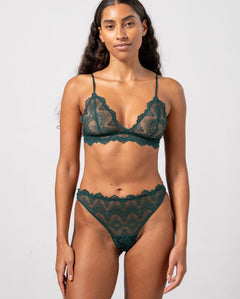 Lace Period Thong Pine Green