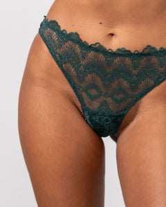 Light Flow Lace Thong Period Underpants 3-Pack Pine Green