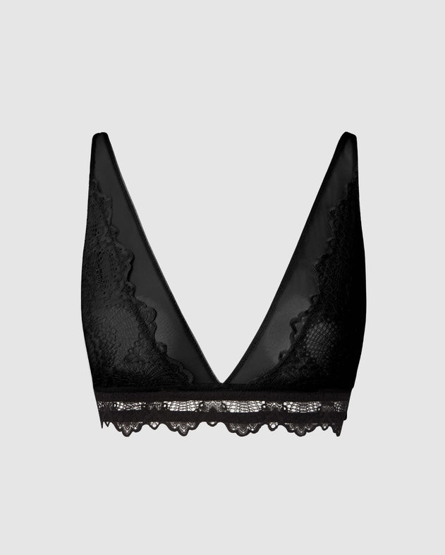 Lace Plunge Bralette Black