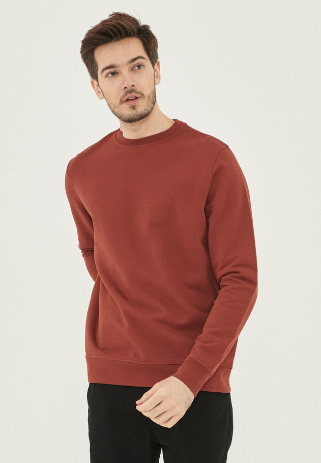 Heren Biologisch Katoen Fleece Sweater Gember