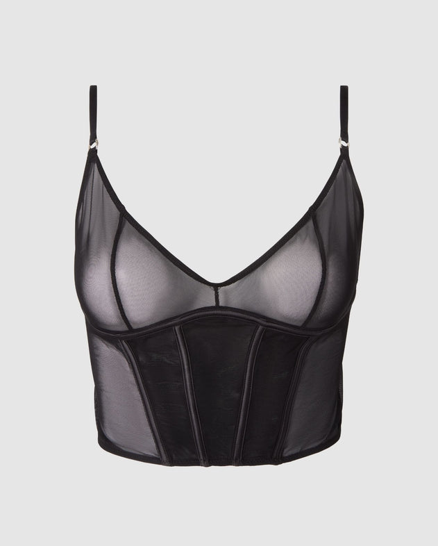 Mesh Demi Top Black