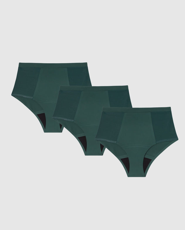 Heavy Flow Period Underpants 3-Pack Pine Green