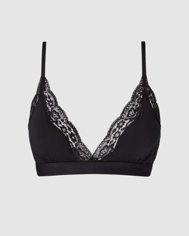 Micro Lace Triangle Bralette Black