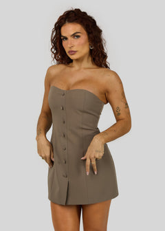 Jagger Strapless Mini Jurk Taupe