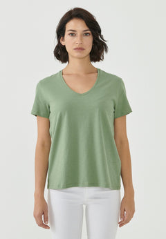 Dames V-hals T-shirt Fern Green