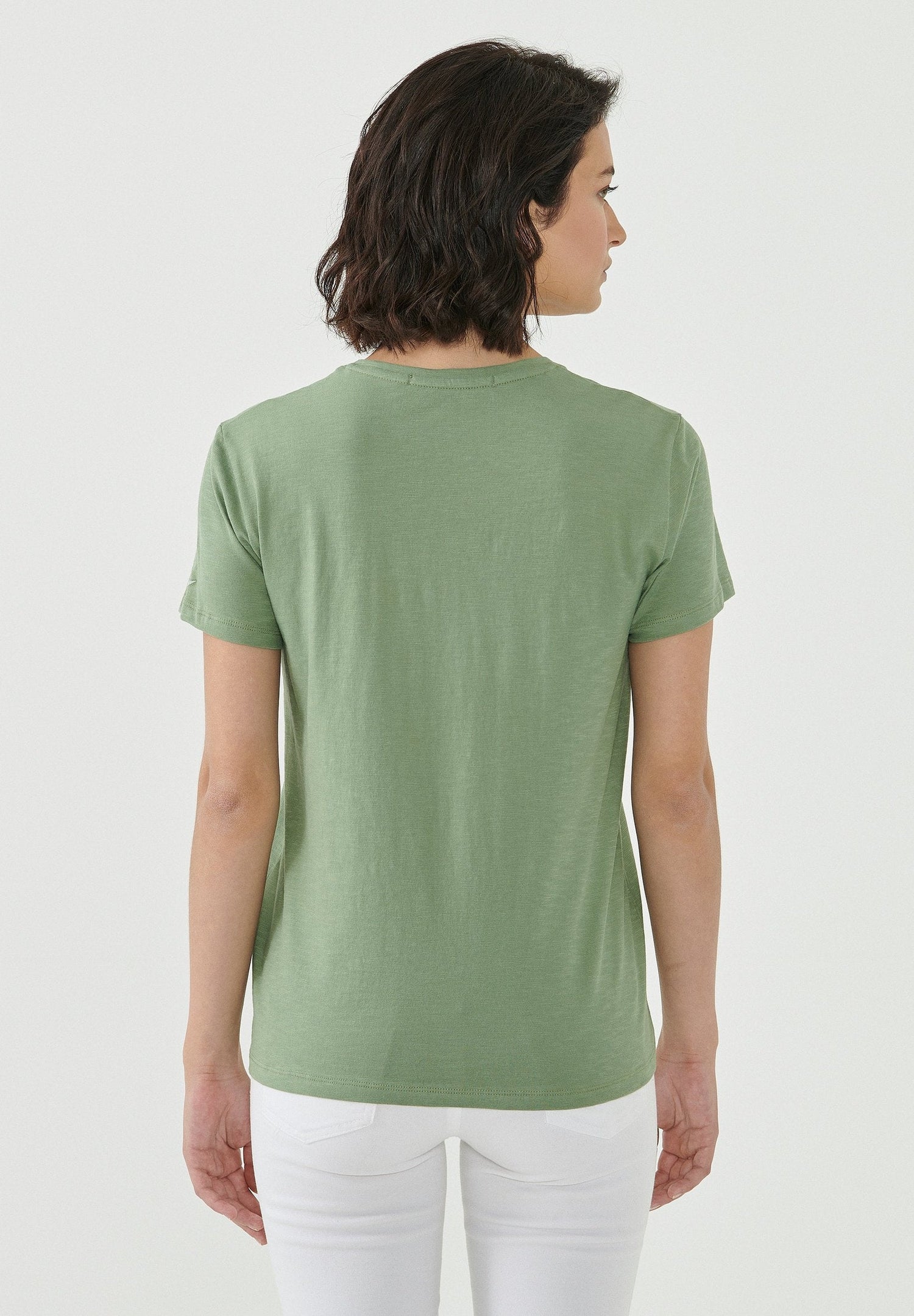 Dames V-hals T-shirt Fern Green