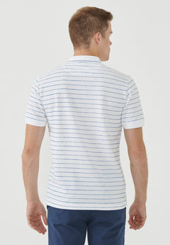 Heren Gestreept Poloshirt Wit