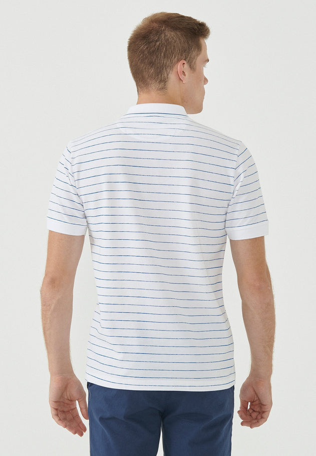 Heren Gestreept Poloshirt Wit