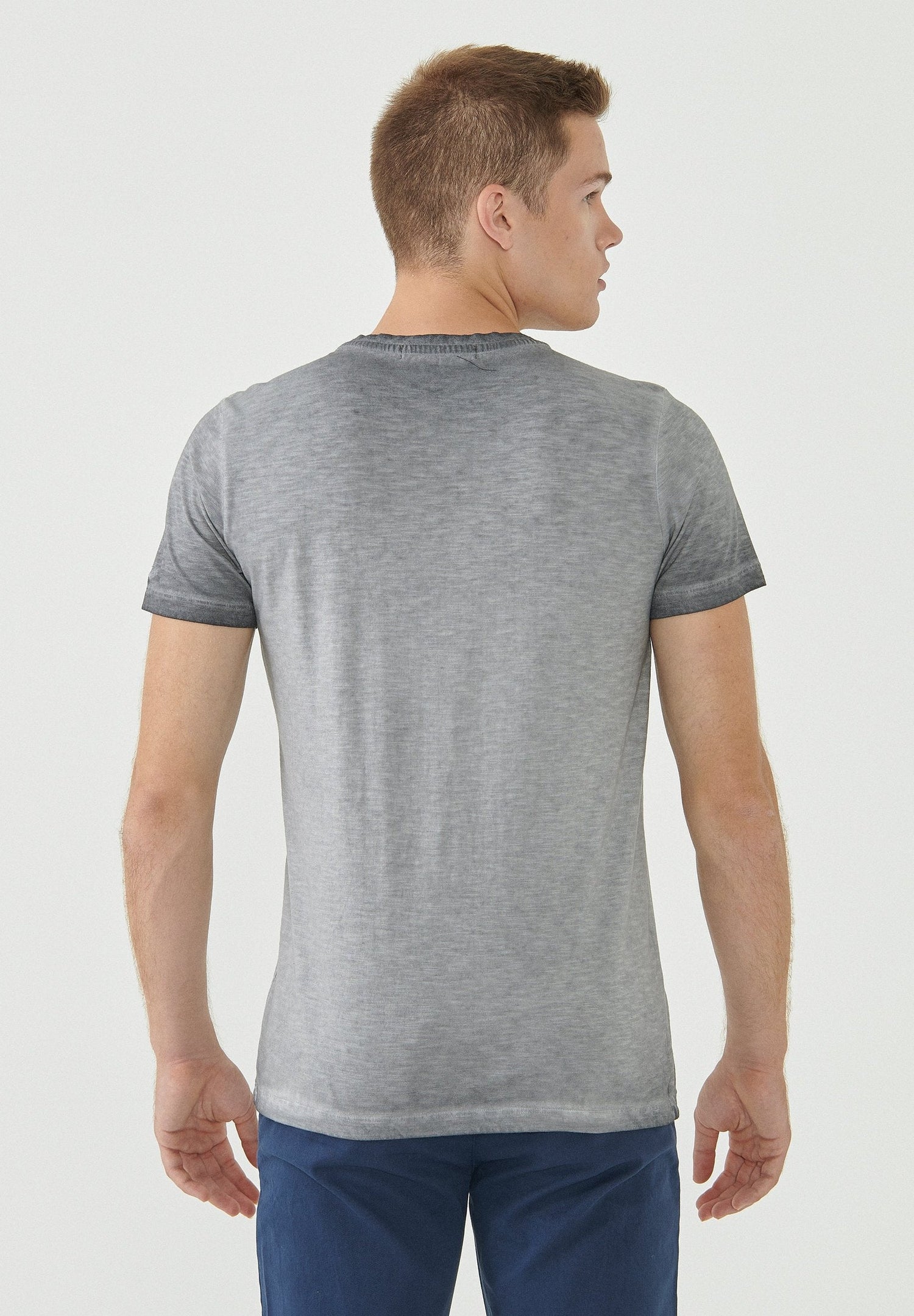 Heren Stukgeverfd Bicycle Print T-shirt Shadow