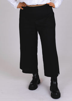 Culottes Linen Trousers Stonewashed Black - IVALO.COM