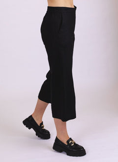 Culottes Linen Trousers Stonewashed Black - IVALO.COM