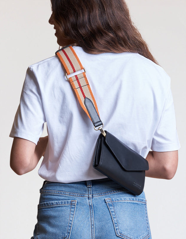 Striped Tasriem Oranje, Rood & Zwart