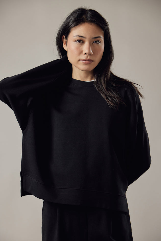 Loose Fit Crewneck Interlock Sweatshirt