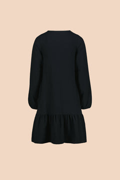 Ruffle Button Dress Black