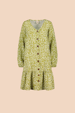 Ruffle Button Dress Flora Olive
