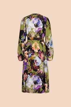 Wrap Midi Dress Olive Anemone