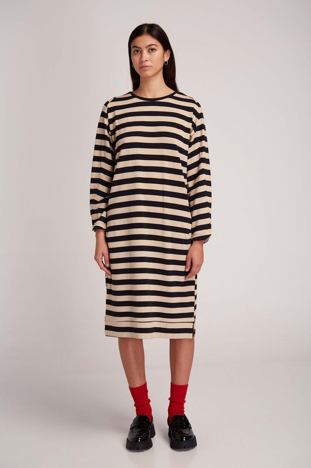 Pasu Dress Beige / Black Stripes