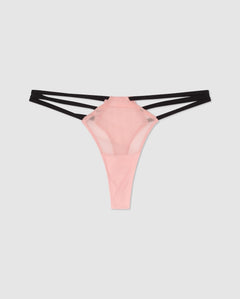 Mesh Strappy Thong Powder Pink