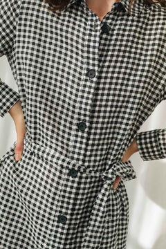 Pollan Dress Black & White Vichy - IVALO.COM
