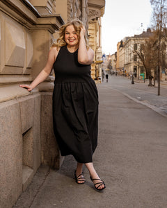 Poplin Top Dress Black