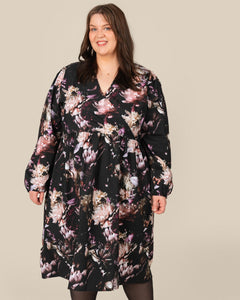 Toive Half-Wrap Dress Peony Farm Black