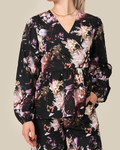 Toive Half-Wrap Shirt Peony Farm Black