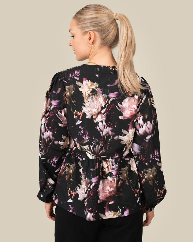 Toive Half-Wrap Shirt Peony Farm Black