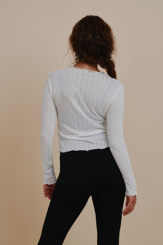 Powder Long-Sleeve Top Shell White