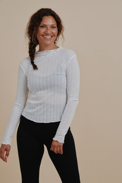 Powder Long-Sleeve Top Shell White