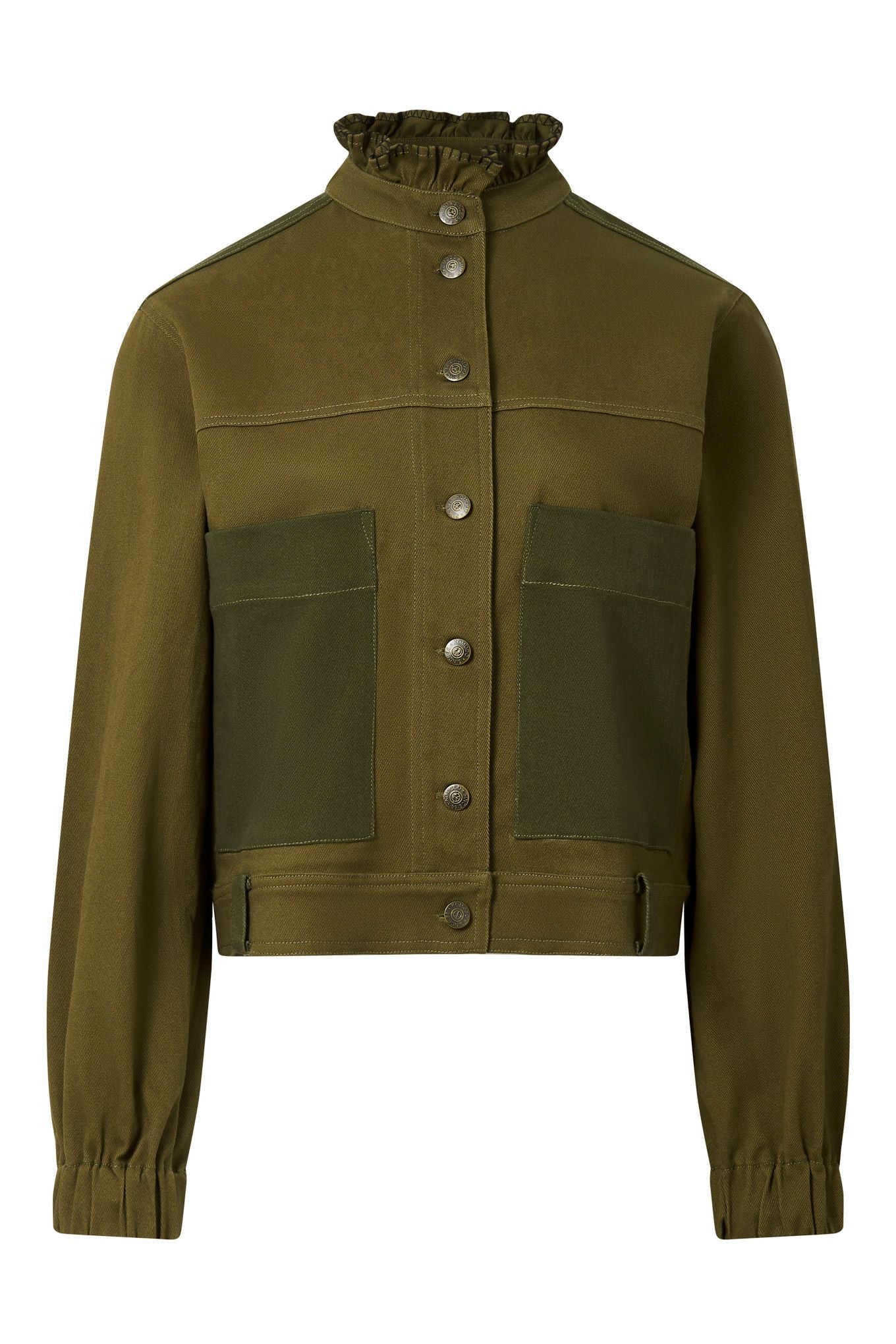 Ruffle Organic Cotton Jacket Dark Green