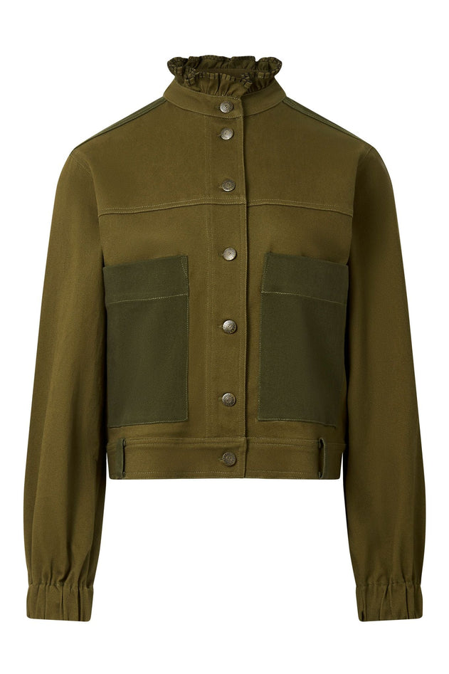 Ruffle Organic Cotton Jacket Dark Green